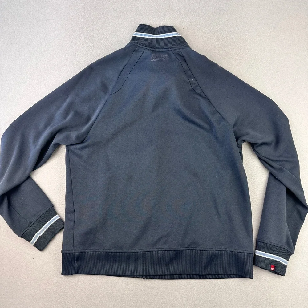 VTG Y2K Puma Track Jacket Mens XL Navy Blue Athletic Full Zip Striped Trim Logo‎